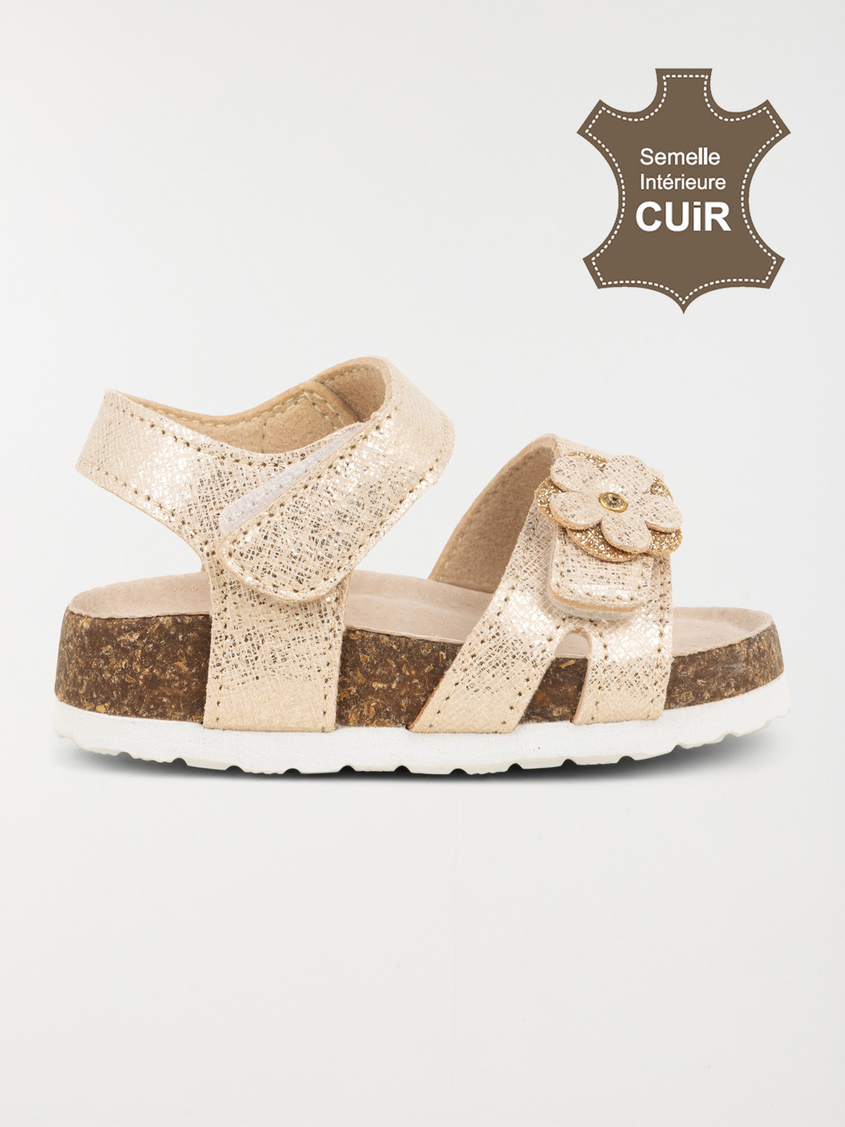 Sandales dorées fleur fille (20-23)
