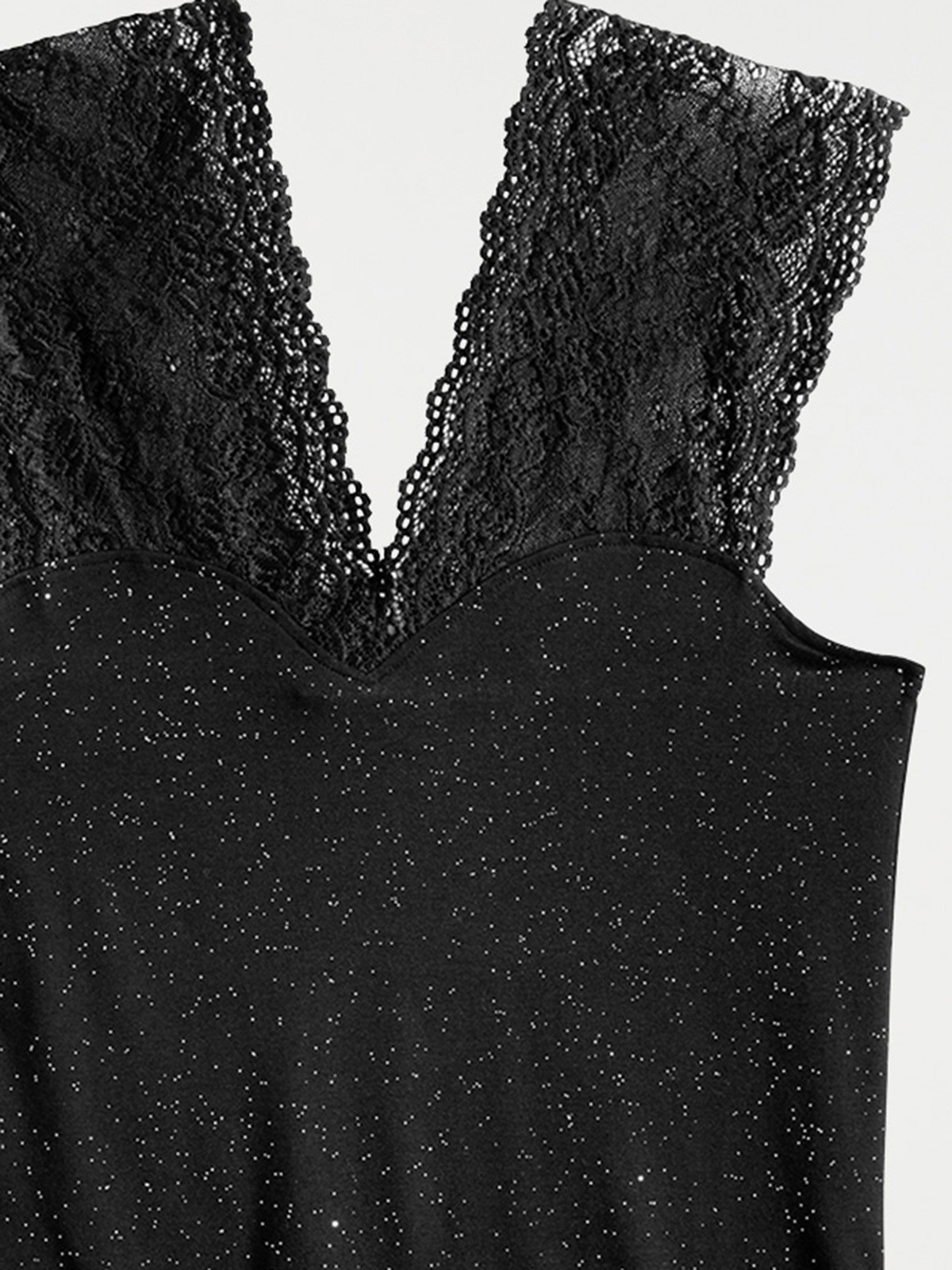 Débardeur dentelle paillette noir femme Débardeur dentelle paillette noir femme