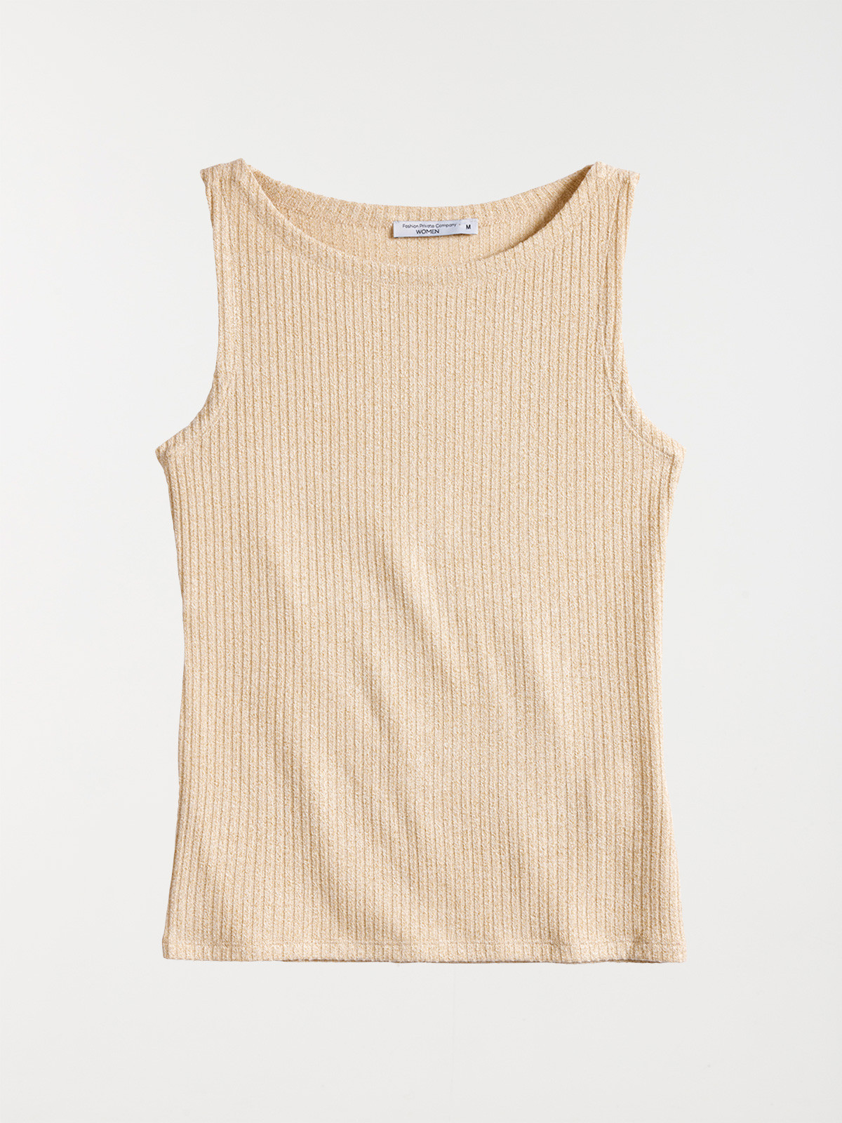 Débardeur en maille côtelée doré femme