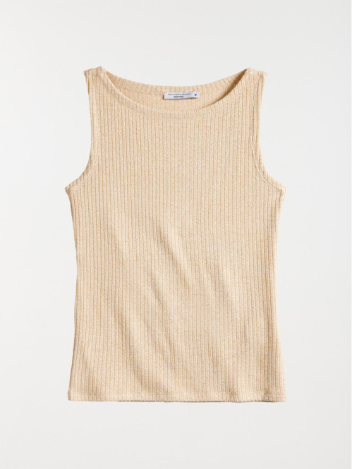 Débardeur en maille côtelée doré femme
