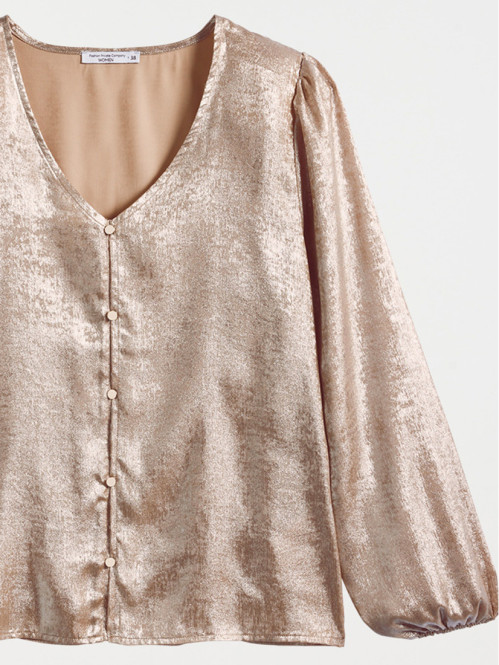 Chemise lamée dorée femme