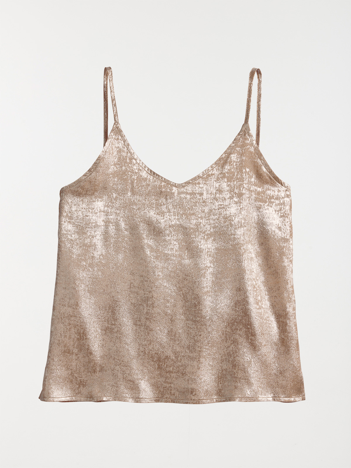 Débardeur col V coloris doré femme