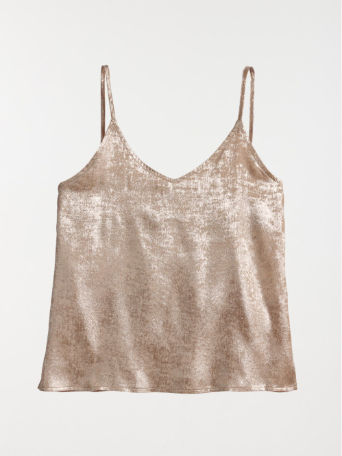 Débardeur col V coloris doré femme