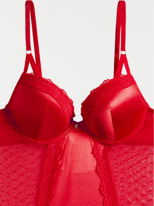 Body dentelle plumetis rouge kiss femme Body dentelle plumetis rouge kiss femme