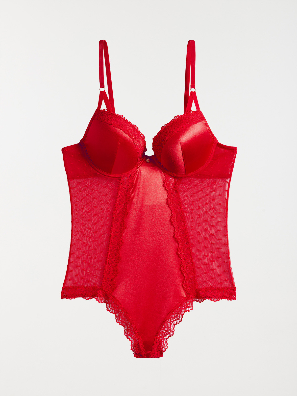 Body dentelle plumetis rouge kiss femme