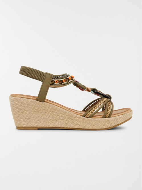Sandales perles compensées femme (36-41)