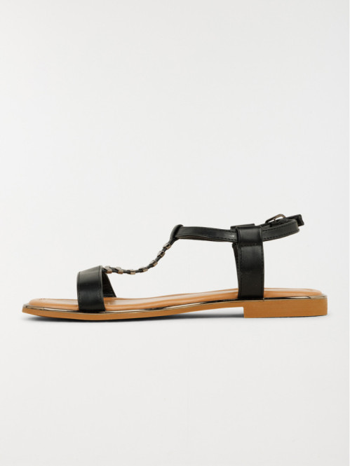 Sandales plates femme noir...