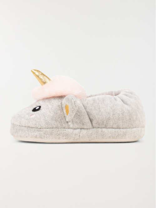 Chaussons gris licorne fille (31-35) Chaussons gris licorne fille (31-35)