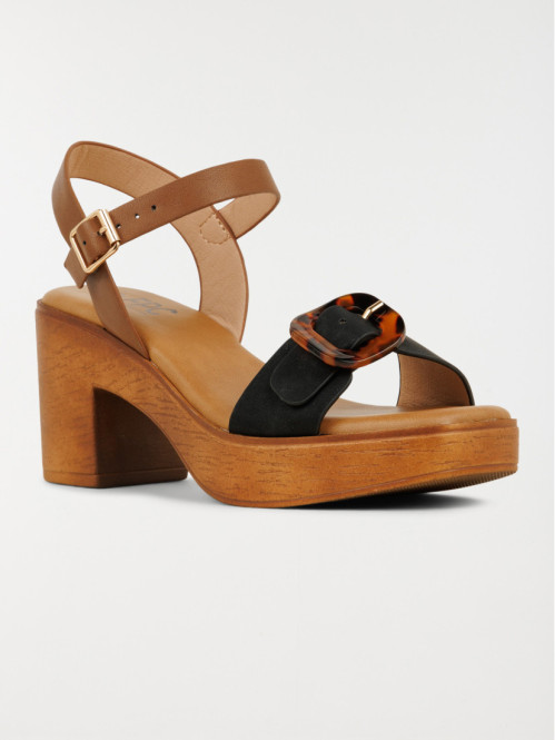 Sandale noire talon moyen...