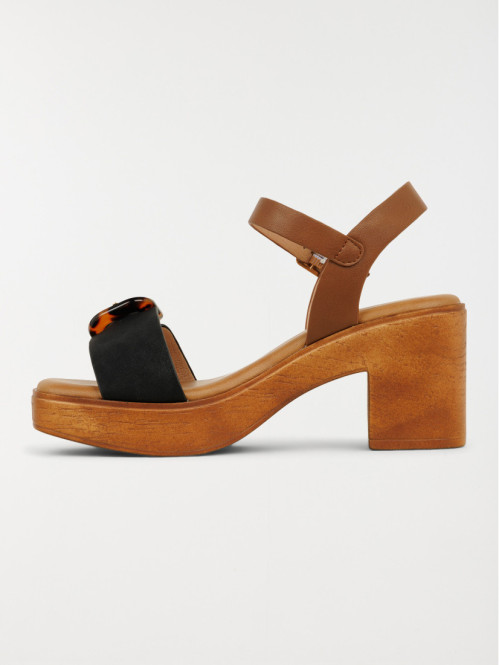 Sandale noire talon moyen...