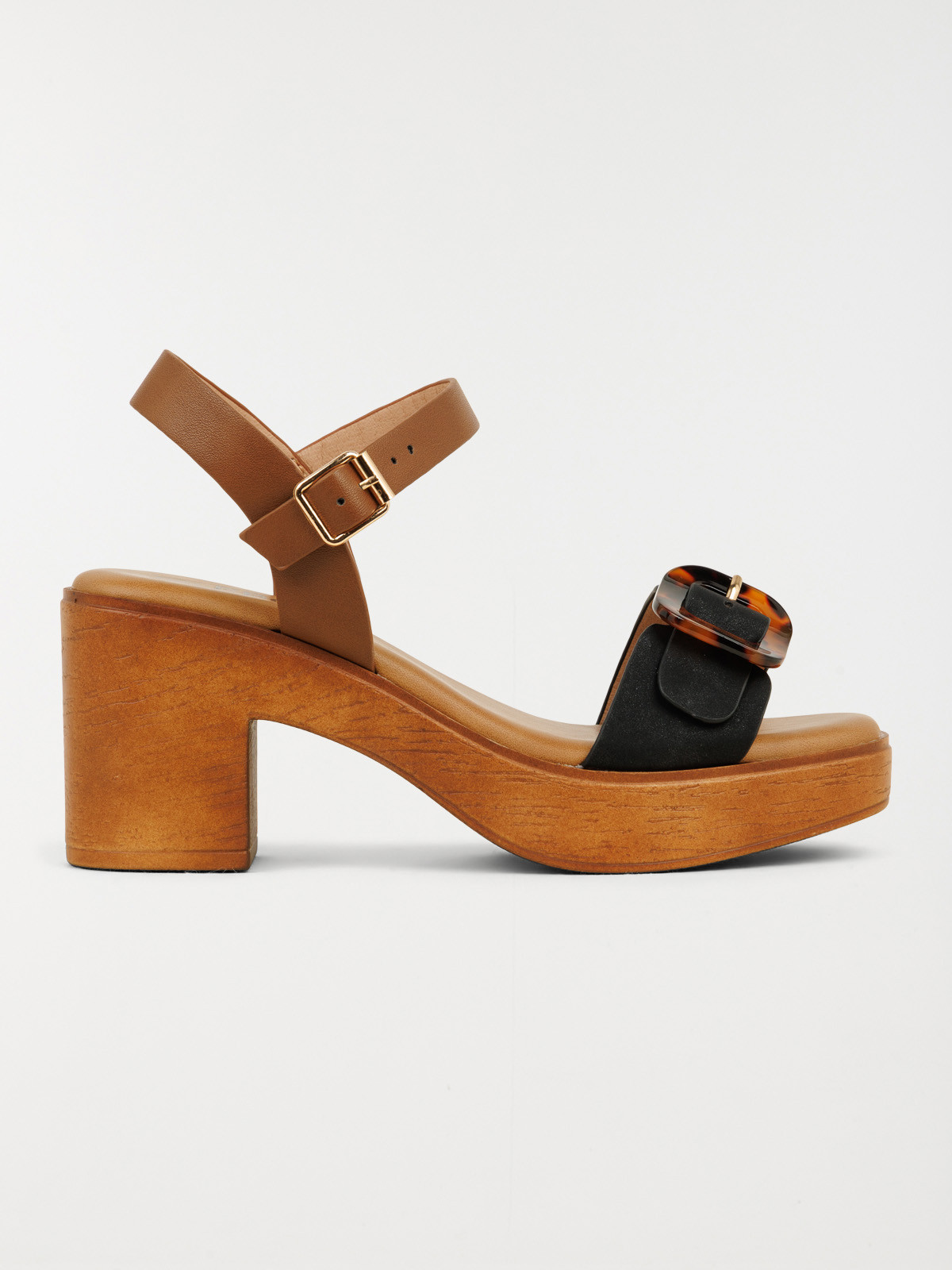 Sandale noire talon moyen femme (36-41)