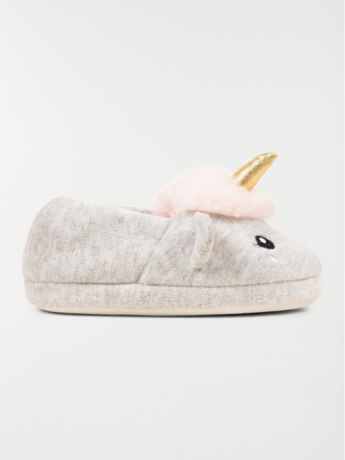 Chaussons gris licorne...