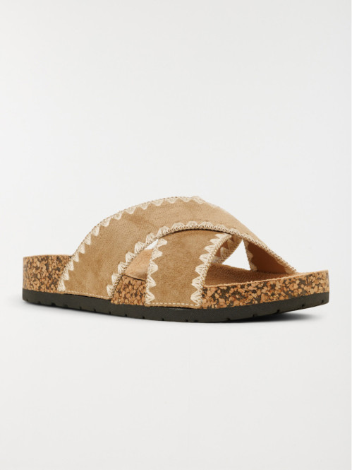 Mules plates femme beige...