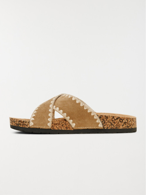 Mules plates femme beige...