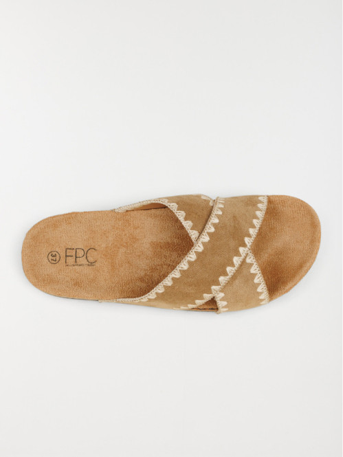Mules plates femme beige...