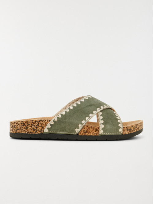 Mules plates femme vert...