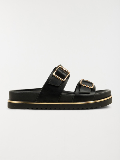Mules noires plates femme (36-41)