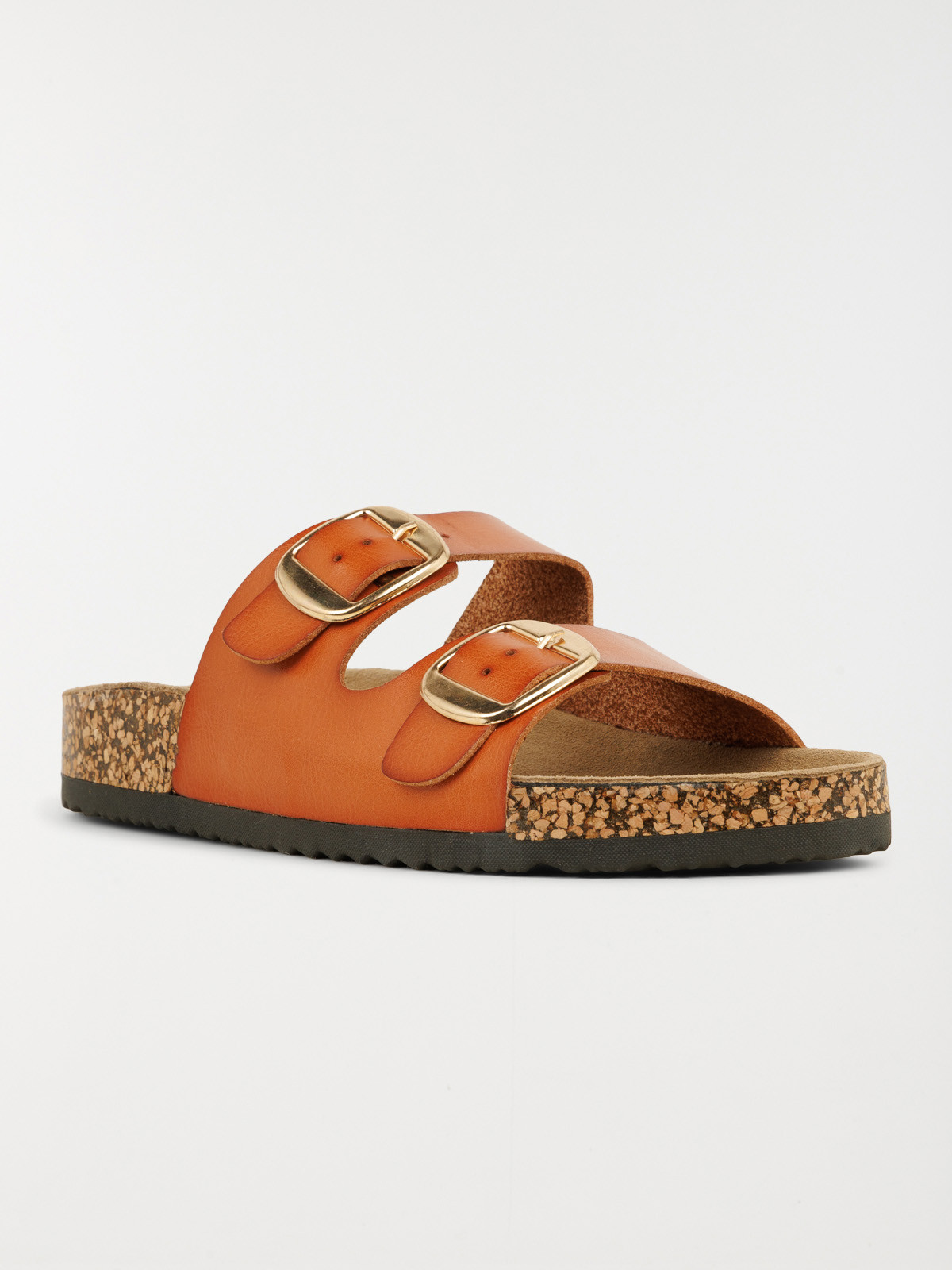 Mule plate 2 brides femme camel (36-41)