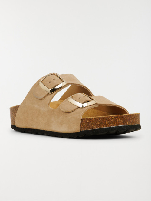 Mules plates femme beige...