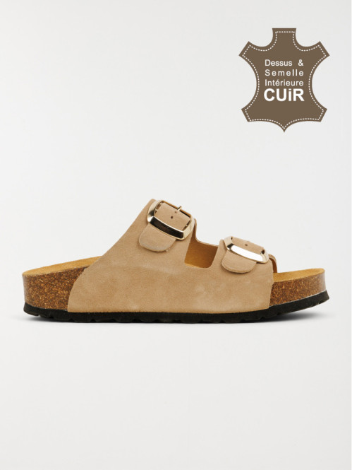 Mules plates femme beige (37-42)