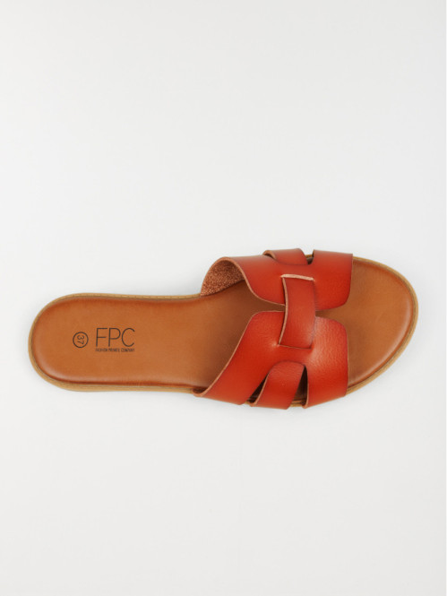 Mules plates femme marron...