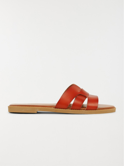 Mules plates femme marron...