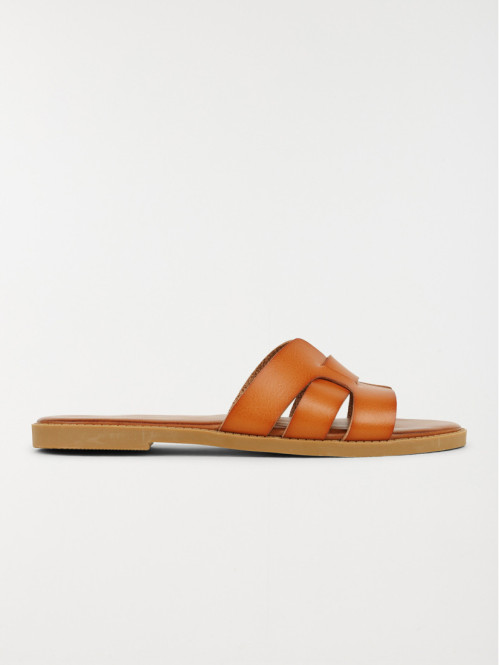 Mules plates femme camel (36-41)