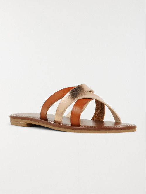 Mules plates femme bicolore...
