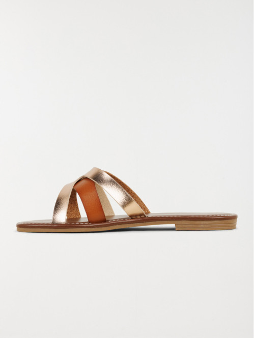 Mules plates femme bicolore...