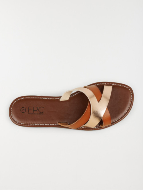 Mules plates femme bicolore...