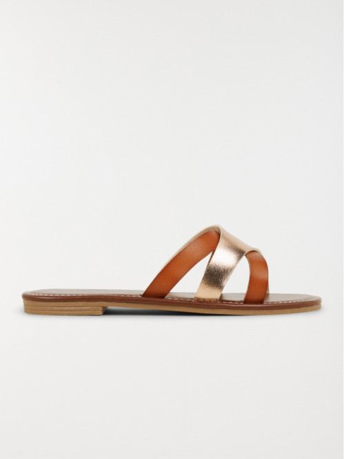 Mules plates femme bicolore (36-41)