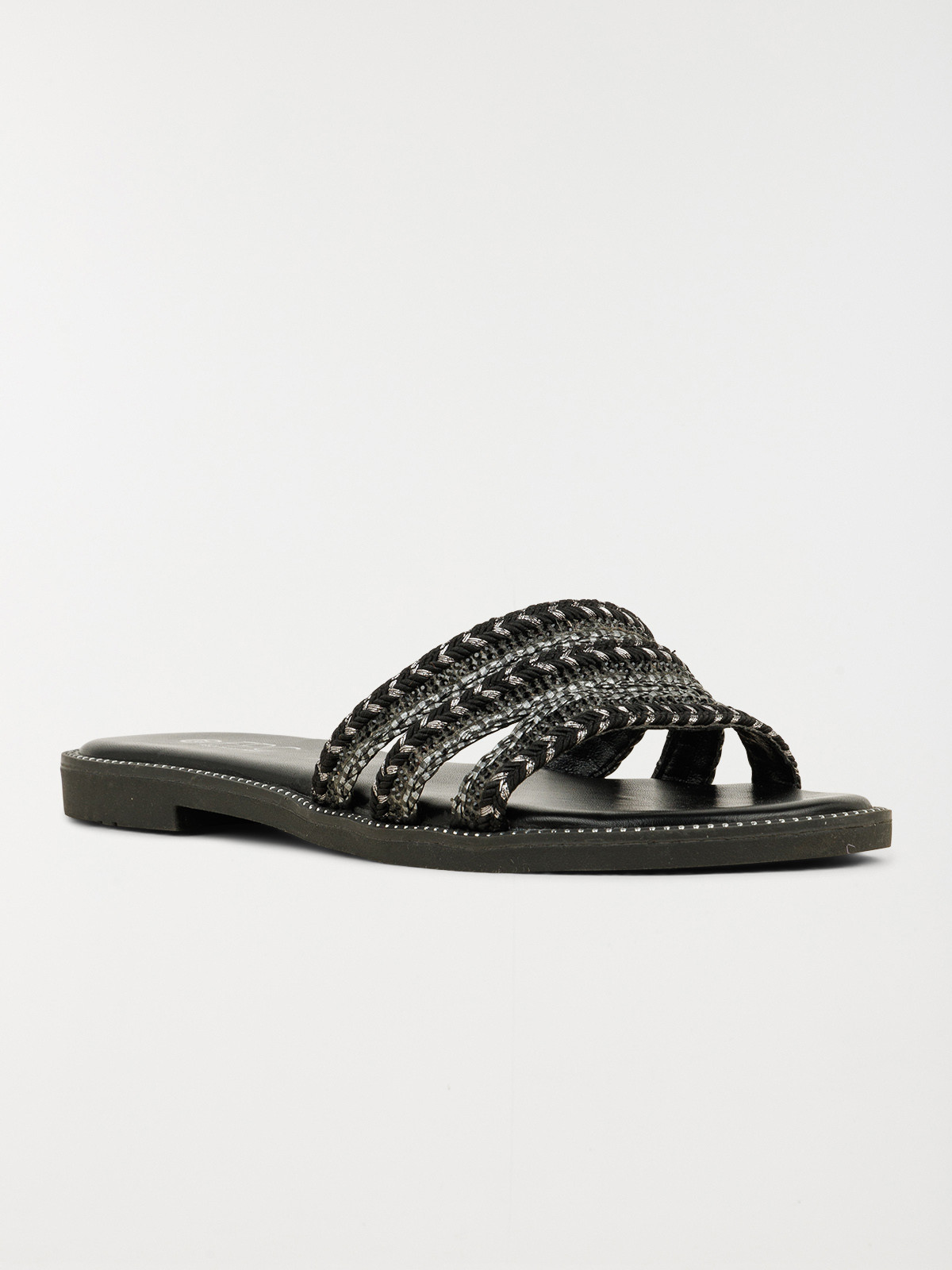 Mules brides tressées femme noir (36-41)