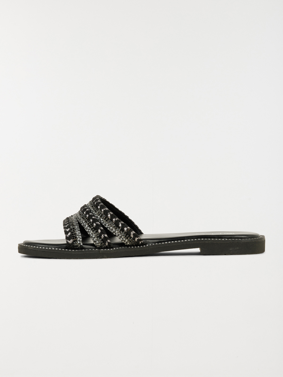 Mules brides tressées femme noir (36-41)