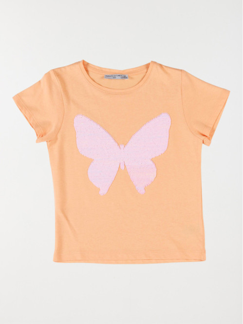 Tee-shirt papillon sequin fille (3-12A)
