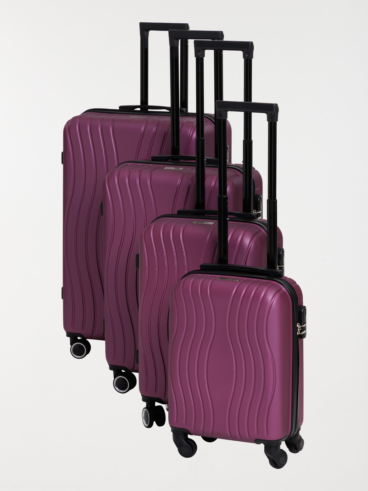 Valise rigide violette à roulettes