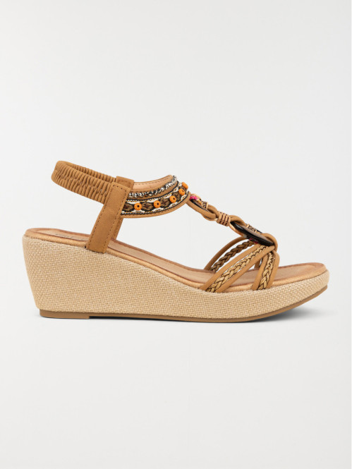 Sandales compensées perles femme (36-41)