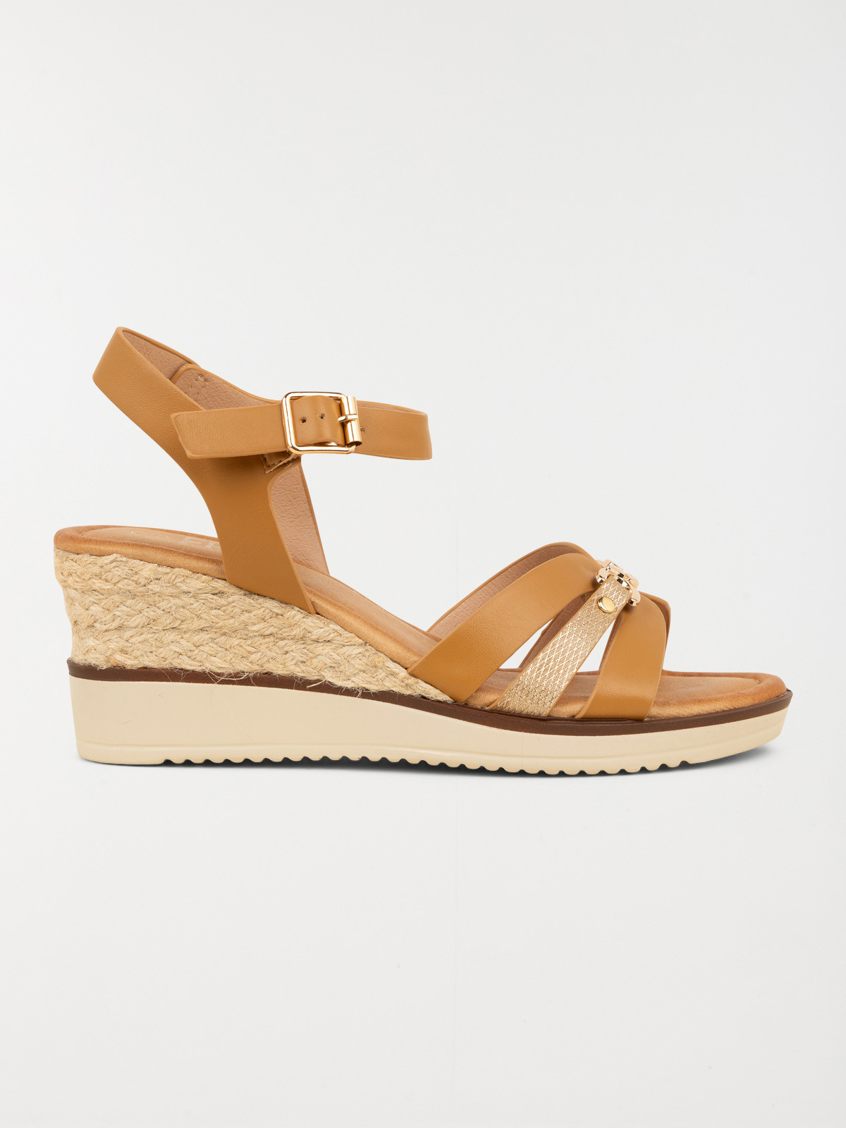 Sandale compensée femme camel (36-41)