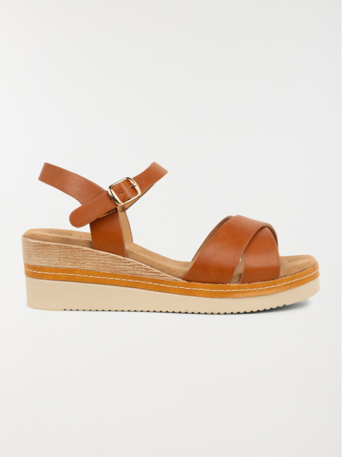 Sandale compensée marron femme (36-41)