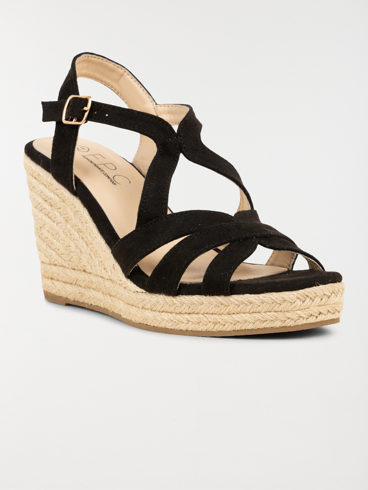 Sandales noires compensées femme (36-41)