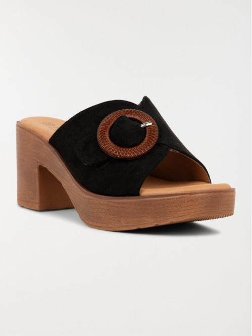 Mules noires à talon haut...