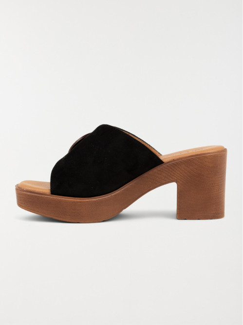 Mules noires à talon haut...