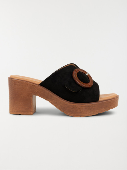 Mules noires à talon haut femme (36-41)
