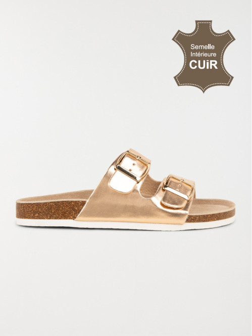 Mules plates 2 brides femme (37-42)