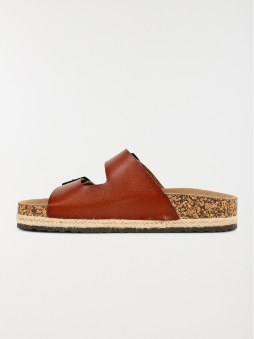 Mule plate 2 brides femme cognac (36-41)