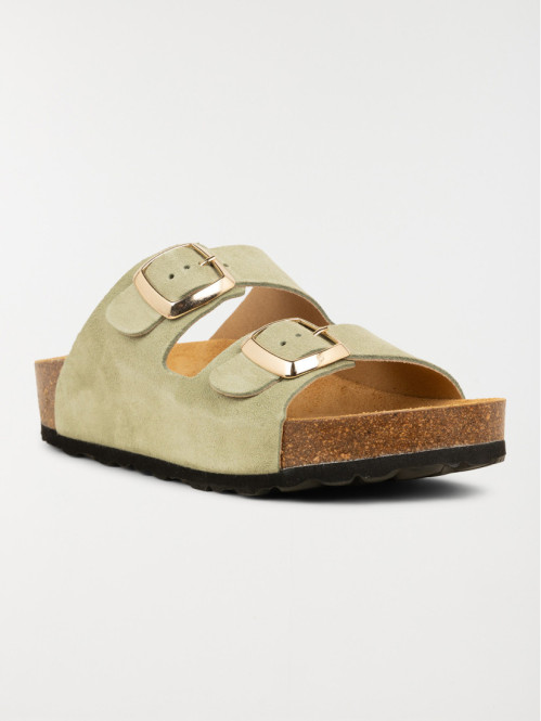 Mules plates femme vert...