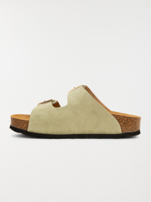 Mules plates femme vert...