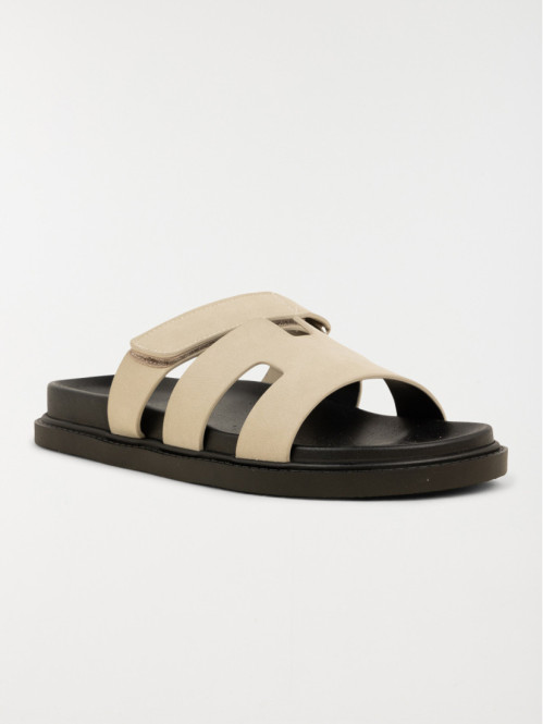Mules plates scratch femme crème (36-41)