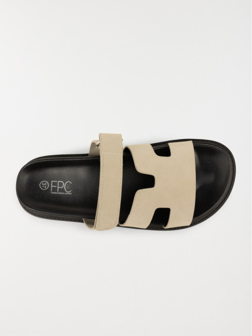 Mules plates scratch femme crème (36-41)