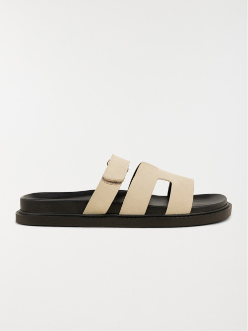 Mules plates scratch femme crème (36-41)