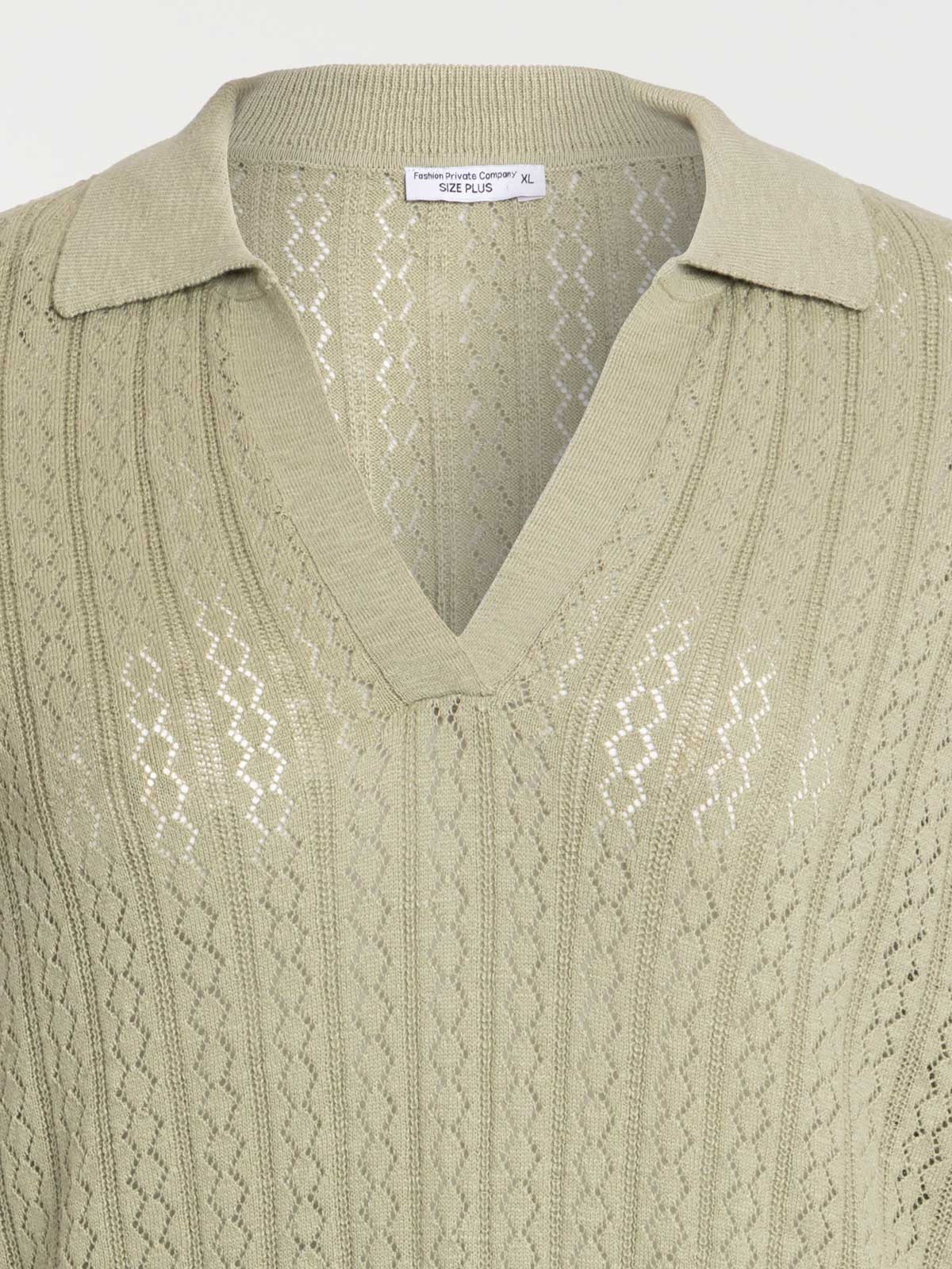 Pull polo sauge grande taille femme